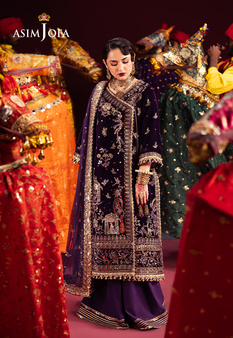 AJMVD-10 EMBROIDERED VELVET STITCHED 3 PCS