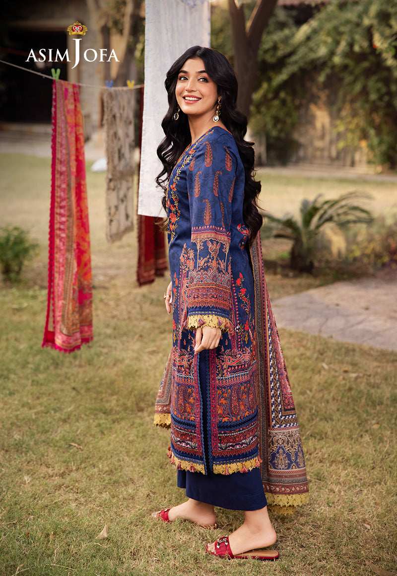 AJUBJ-08 PRINTED EMBROIDERED LAWN 3 PC