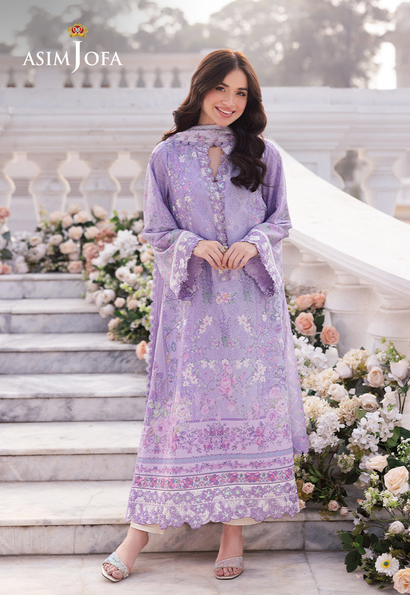 asim jofa purple dress AJRS-01 DIGITALLY PRINTED EMBROIDERED GRIP 3 PCS