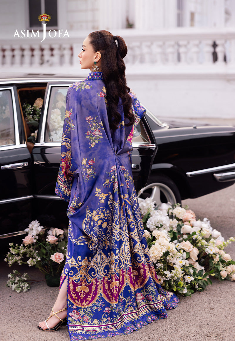 AJRSD-06 DIGITALLY PRINTED EMBROIDERED BLENDED SILK STITCHED 1 PC