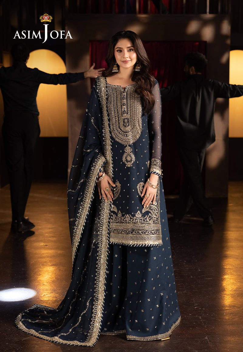 AJFOD-02 EMBROIDERED CHIFFON Stitched 3 PCS Luxury Pakistani Dresses | Asim  Jofa Official