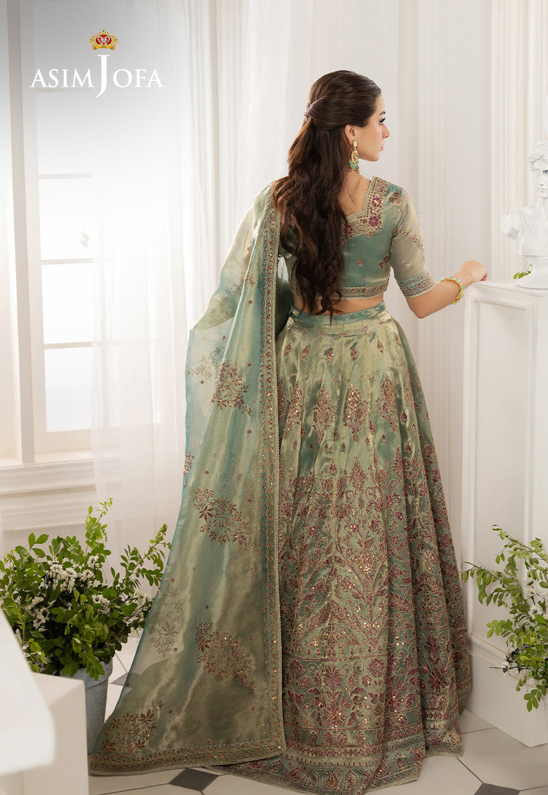 AJIZLD-10 EMBROIDERED ZARI TISSUE Stitched 3 PCS