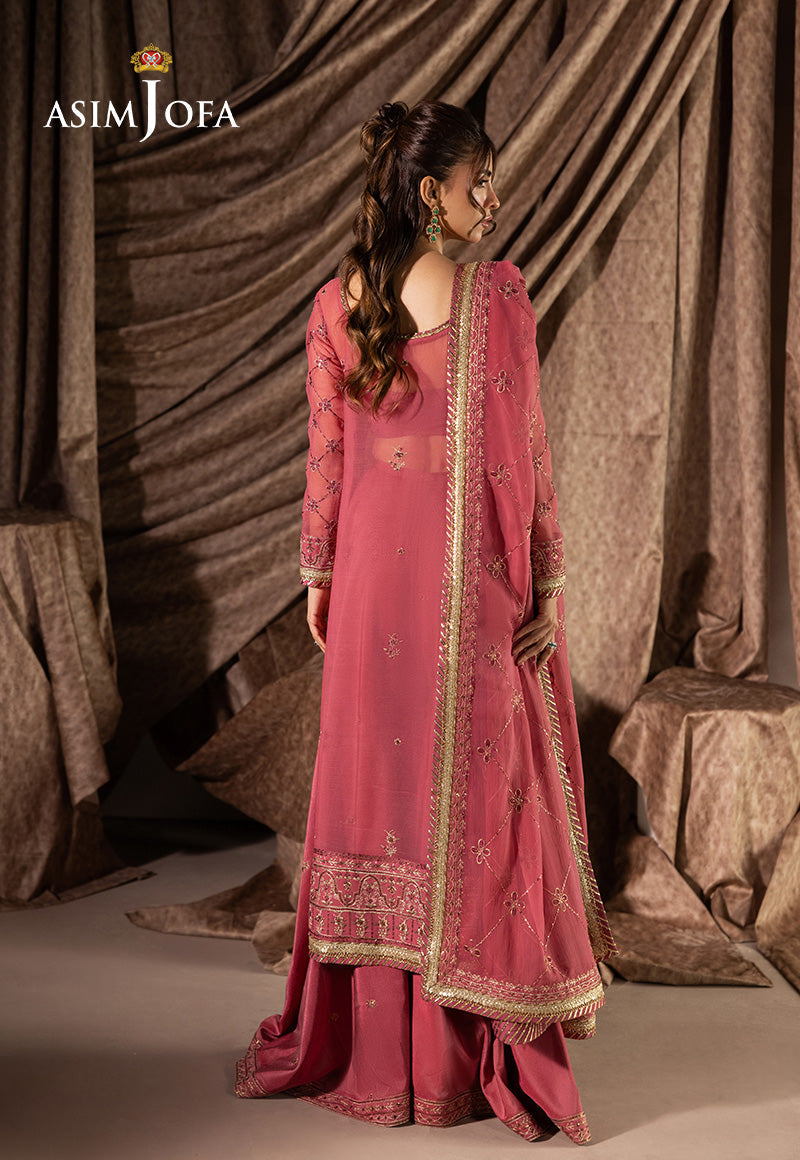 AJIZLD-14 EMBROIDERED CHIFFON STITCHED 3 PCS