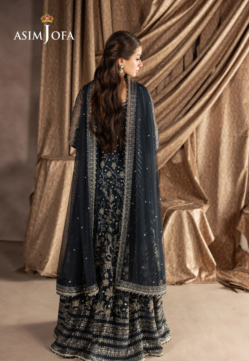 AJIZLD-09 EMBROIDERED NET Stitched 3 PCS