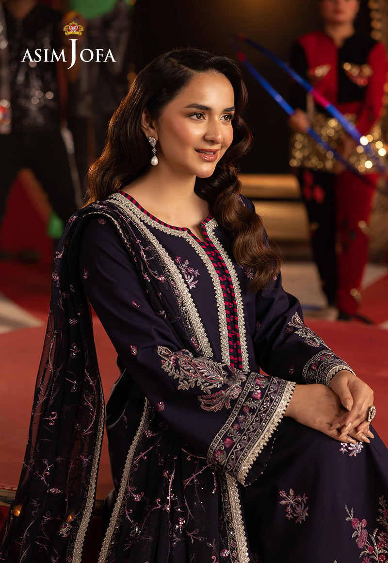 AJFO-04 EMBROIDERED SILK UNSTITCHED 3 PCS