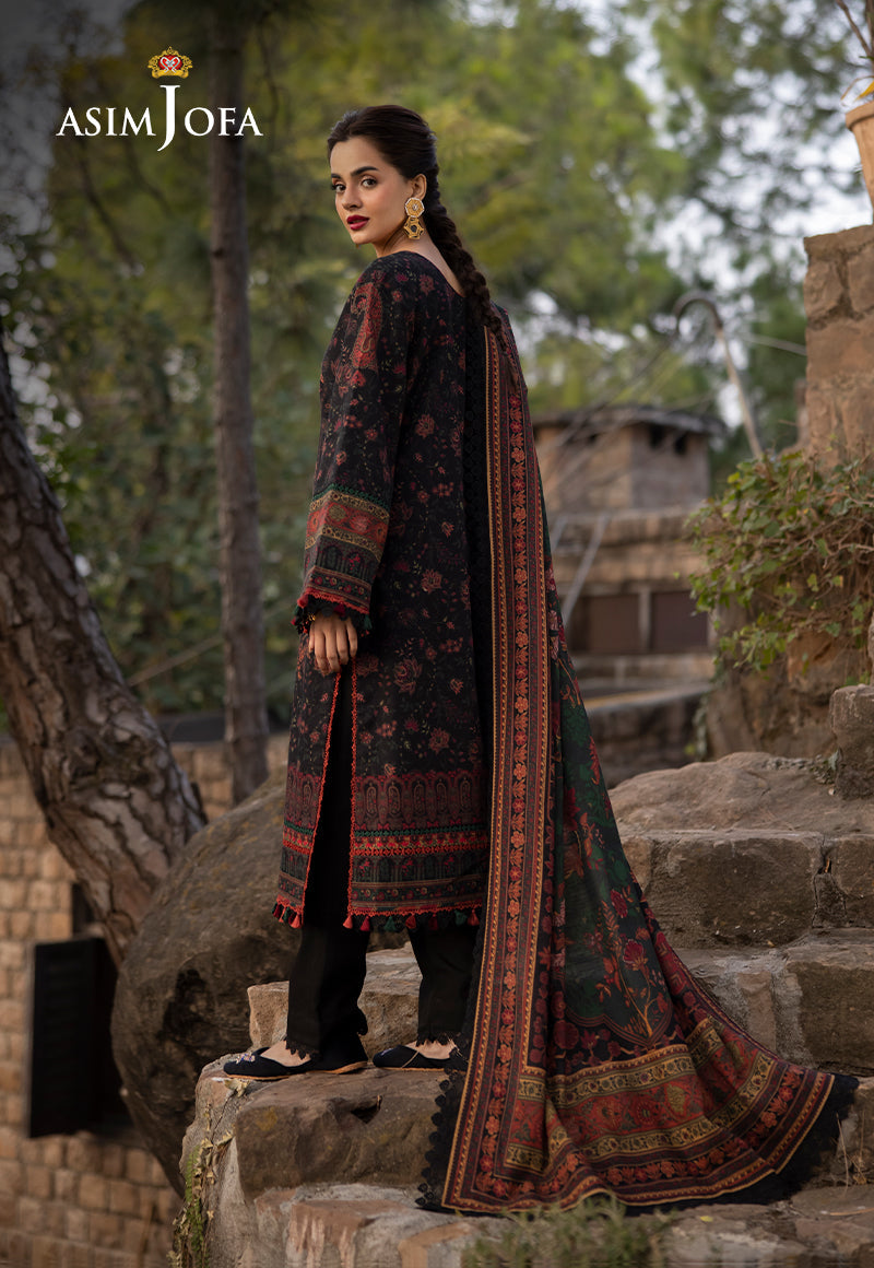 AJUWD-09 EMBROIDERED KHADDAR 3 Pcs