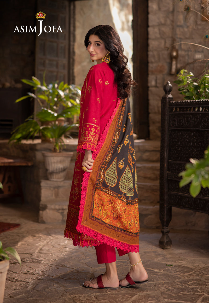 AJUWD-12 EMBROIDERED STITCHED 3 PCS