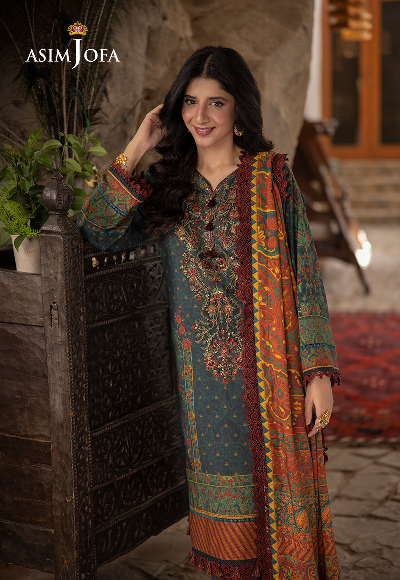 AJUWD-21 EMBROIDERED VISCOSE 3 Pcs