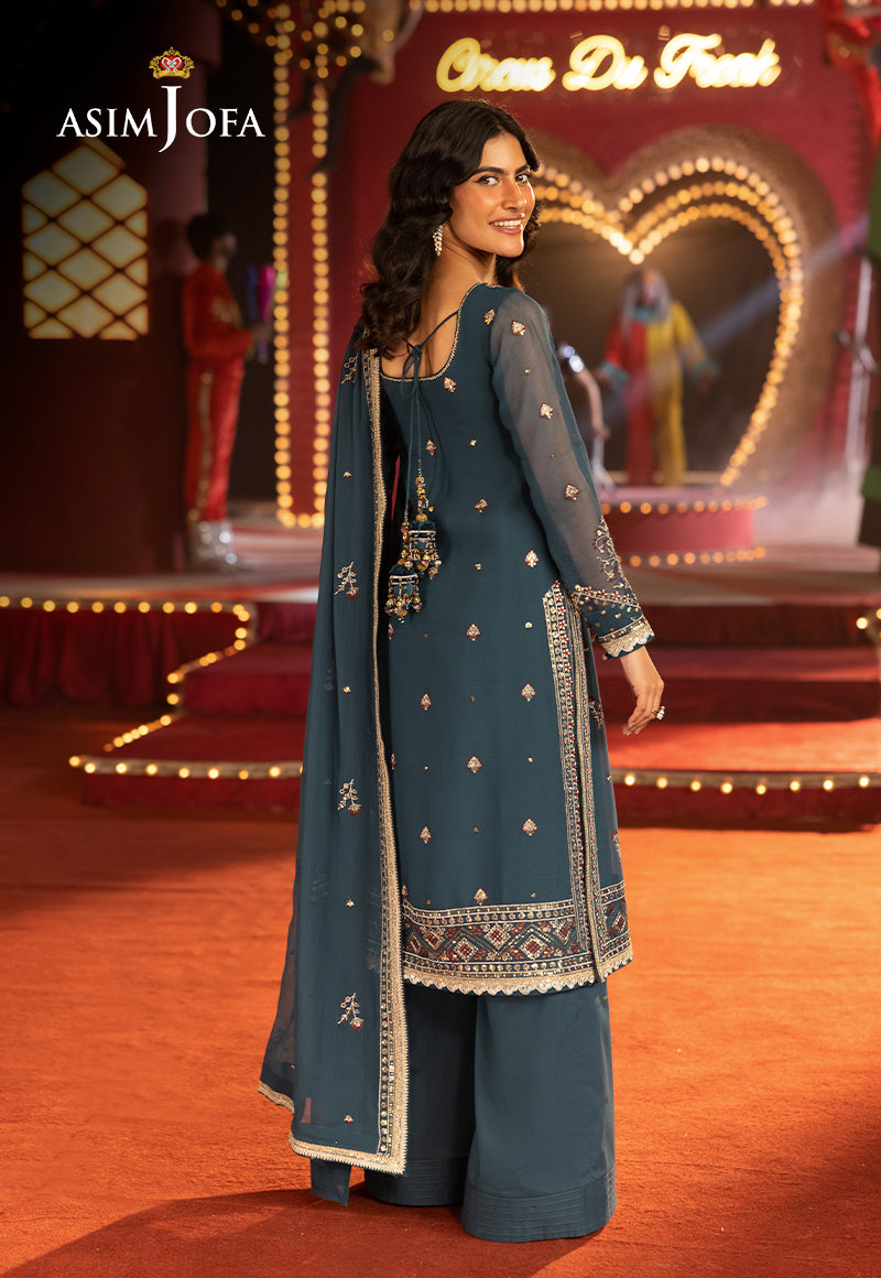 AJLFFD-15 Embroidered Chiffon Stitched 3 PCS