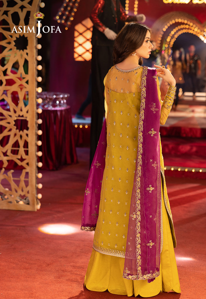 AJFO-05 EMBROIDERED ORGANZA UNSTITCHED 3 PCS