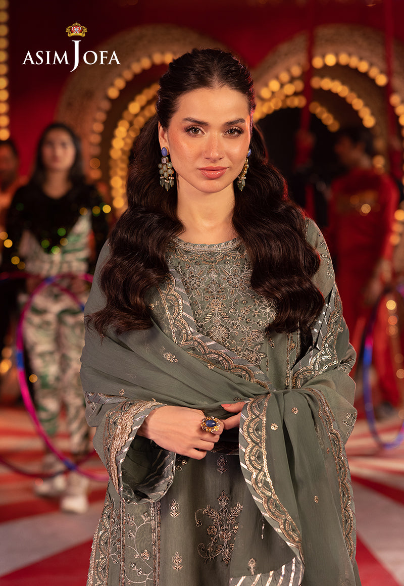 AJFO-03 EMBROIDERED PAPER COTTON UNSTITCHED 3 PCS