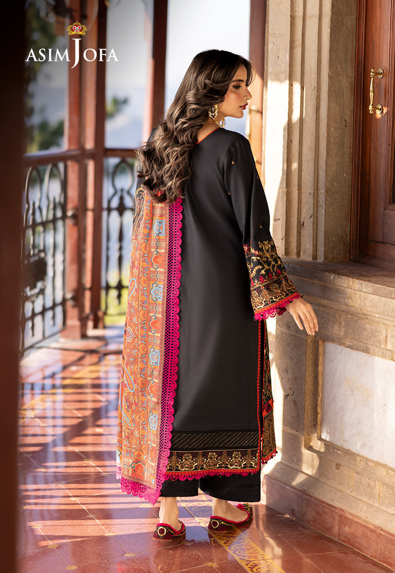 AJUWD-28 EMBROIDERED VISCOSE 3 Pcs
