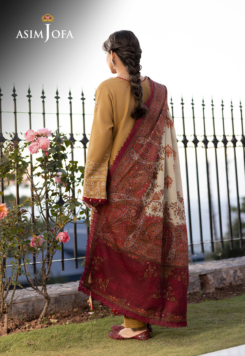 AJUWD-13 EMBROIDERED KHADDAR 3 Pcs