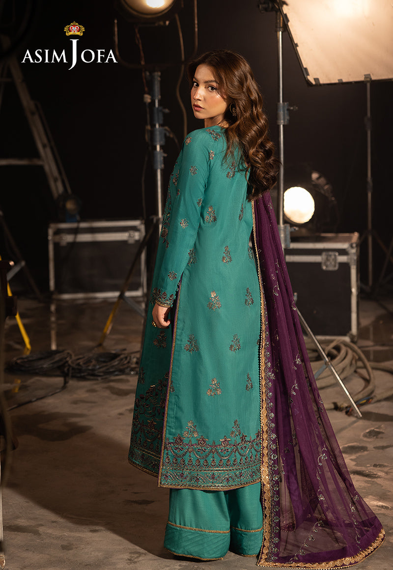 AJFOD-08 EMBROIDERED SILK Stitched 3 PCS
