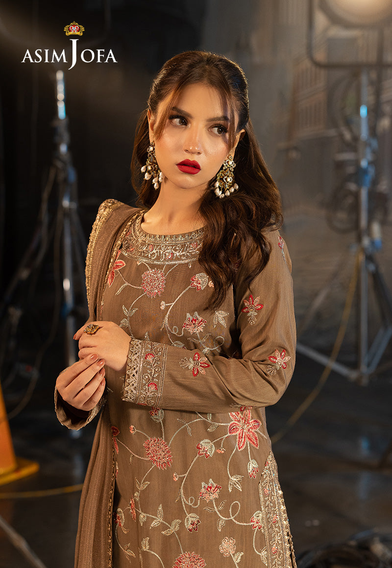 AJFO-12 EMBROIDERED NET UNSTITCHED 3 PCS