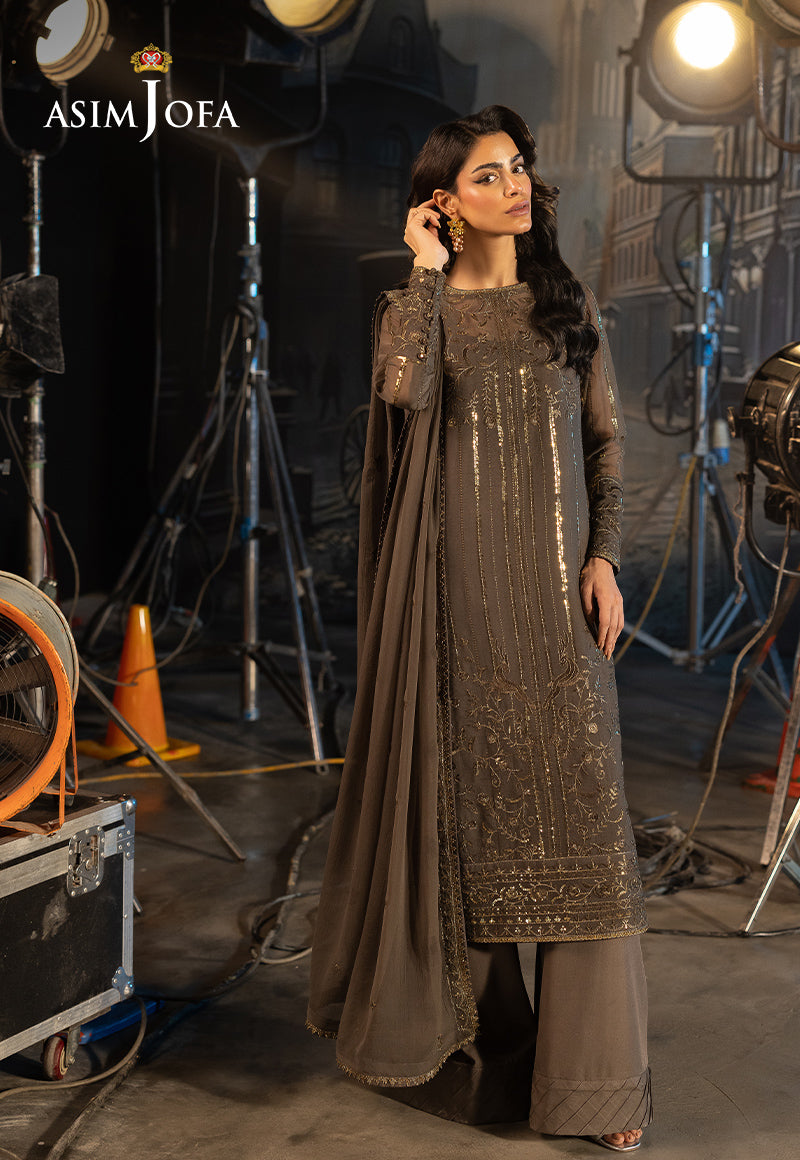 AJFOD-09 EMBROIDERED CHIFFON STITCHED 3 PCS