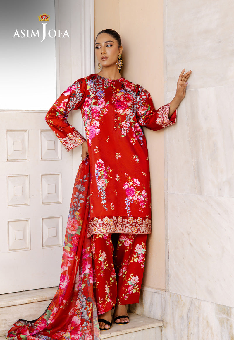 AJPB-197 EMBROIDERED CHARMEUSE SILK STITCHED 3 PCS