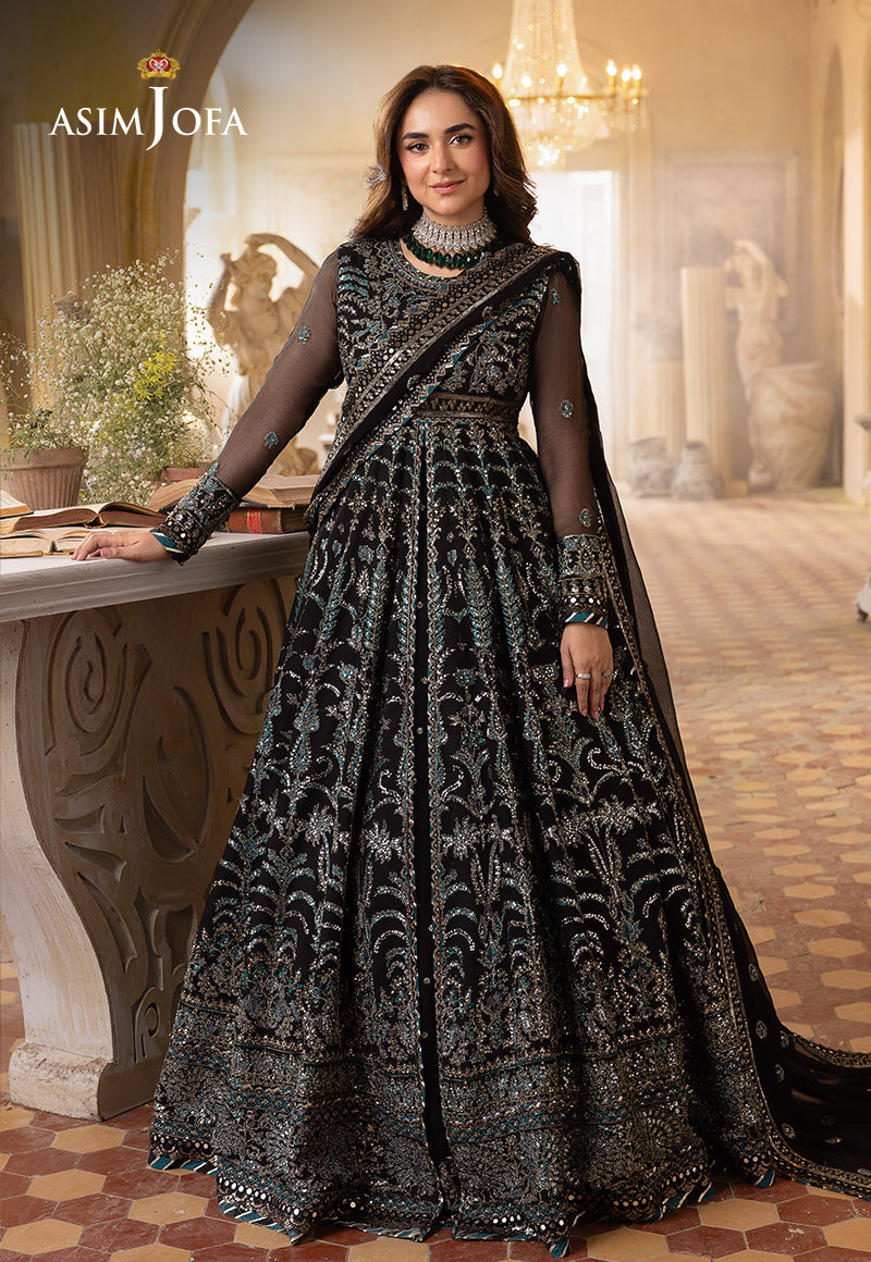asim jofa black dress AJNB-05 EMBROIDERED CHIFFON 3 PCS Asim Jofa