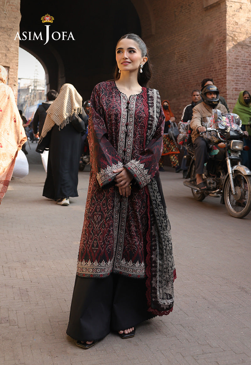 AJUBFD-50 PRINTED EMBROIDERED LAWN Stitched 3 PCS