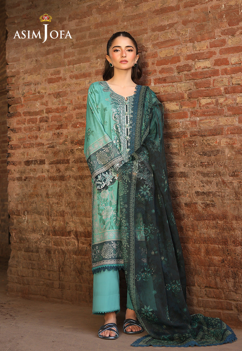 AJUBFD-23 PRINTED EMBROIDERED LAWN Stitched 2 PCS