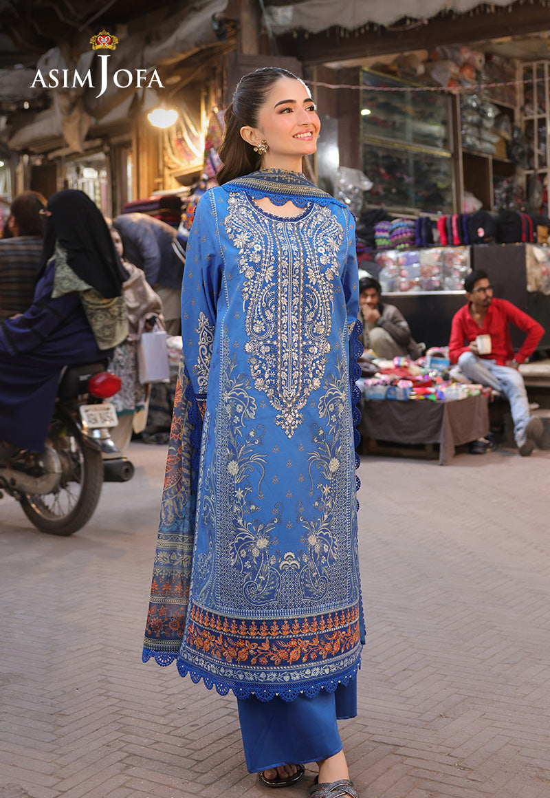 AJUBFD-38 PRINTED EMBROIDERED LAWN STITCHED 3 PCS
