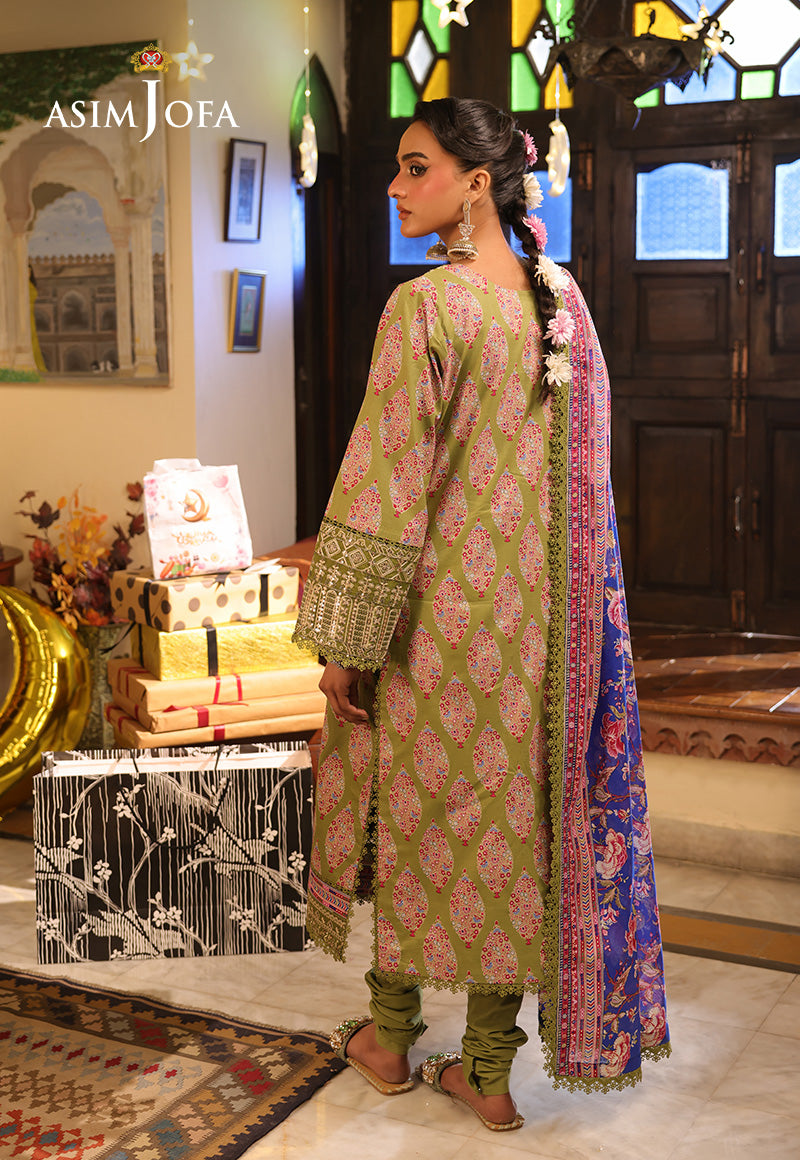 AJUBFD-25 PRINTED EMBROIDERED LAWN Stitched 3 PCS