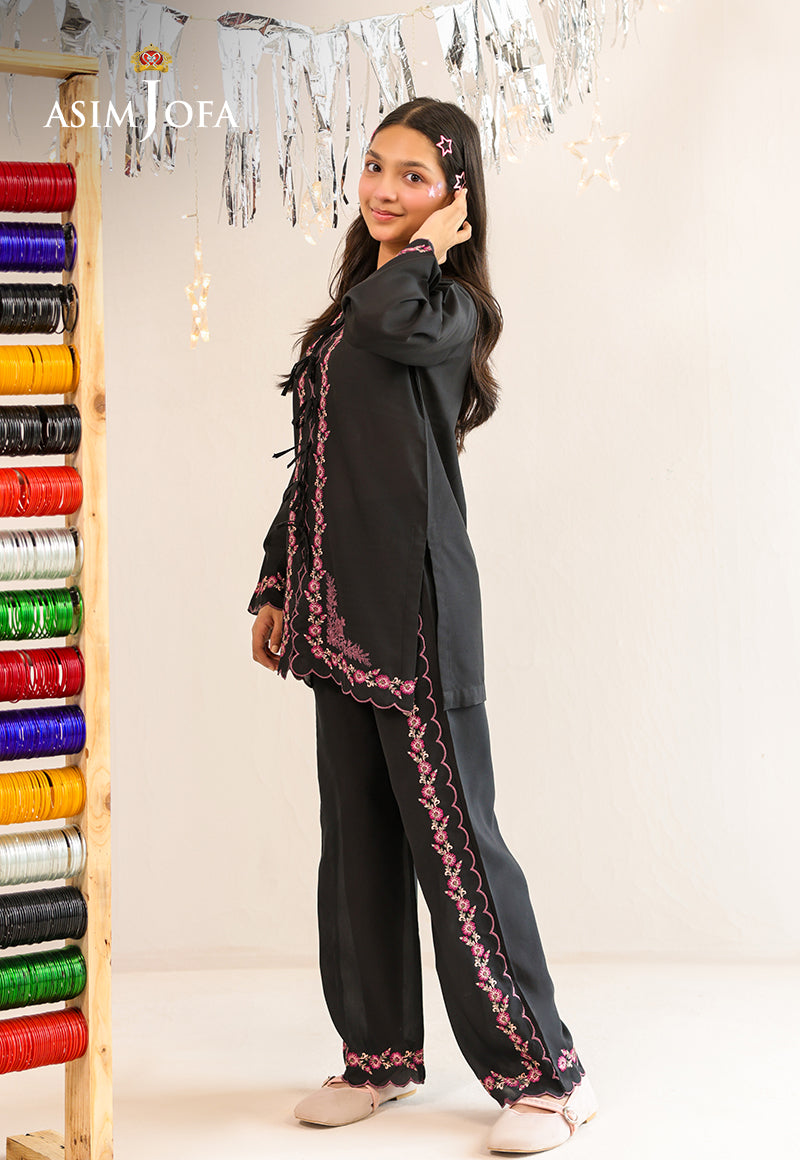 AJKLP-05 Embroidered Twisted Silk Stitched 2 Pcs