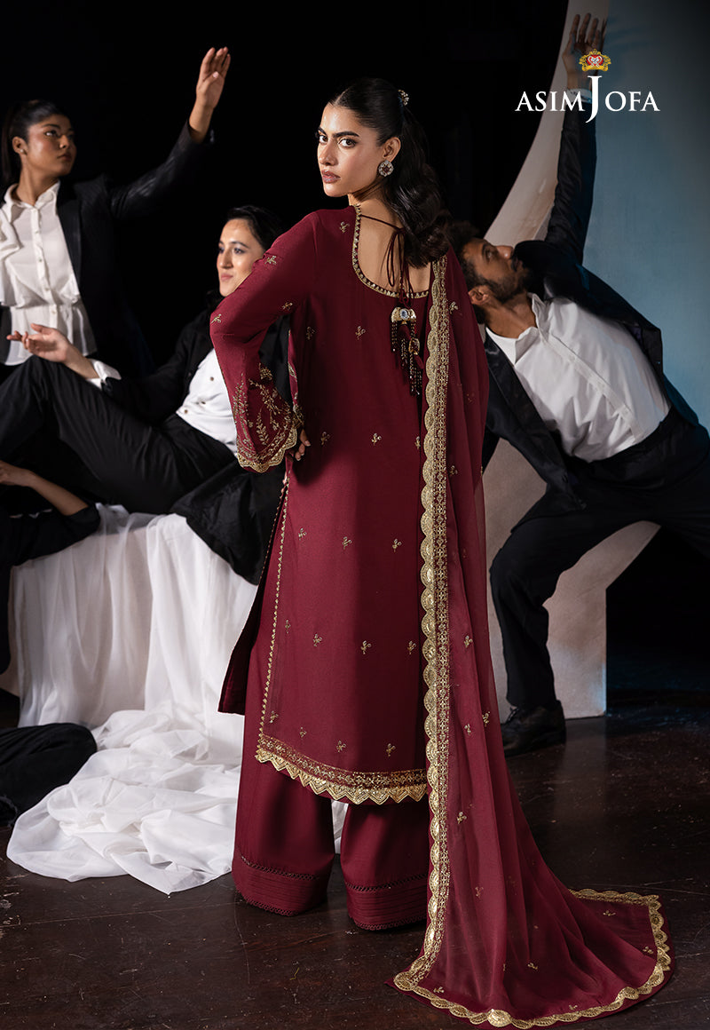 AJLFD-02 EMBROIDERED BOSKI SILK Stitched 3 PCS