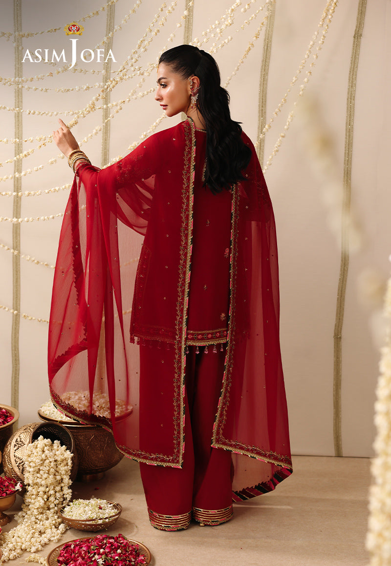 AJUFC-25 Embroidered Chiffon Unstitched 3 Pcs