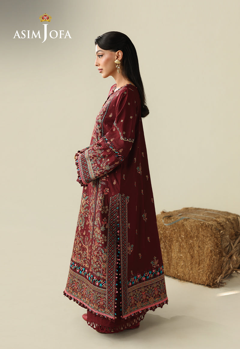 AJULKD-08 Embroidered Rod Stitched 3 Pcs
