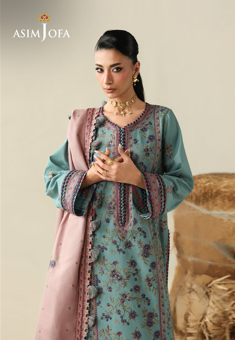 AJULKD-03 Embroidered Rod Stitched 3 Pcs