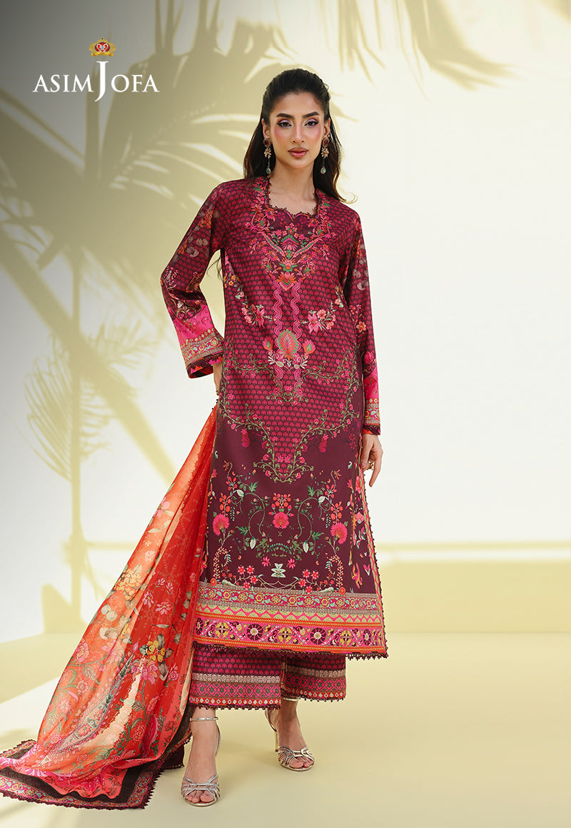 AJUC-02 Printed Katan Silk Unstitched 3 Pcs