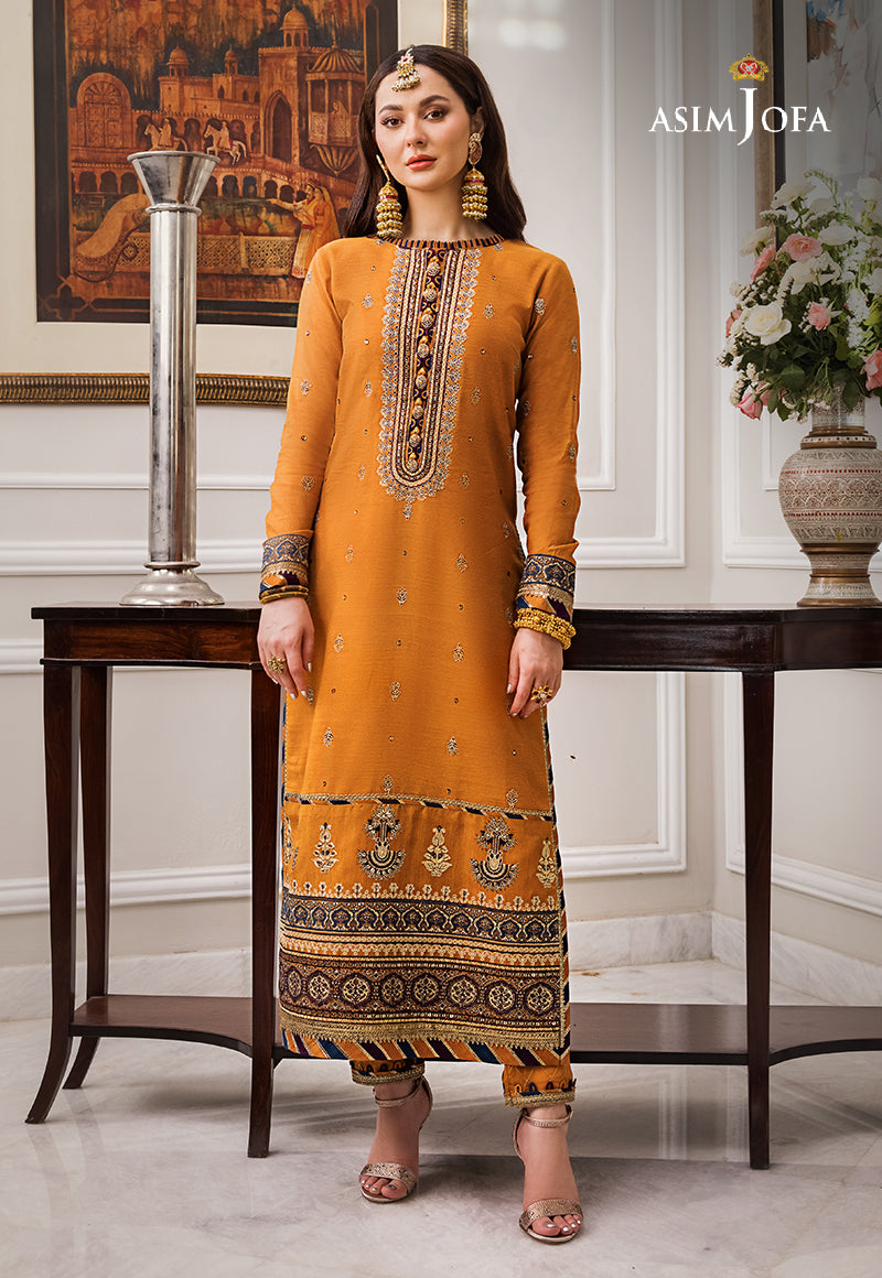 asim jofa orange dress AJCD-30 EMBROIDERED CHIFFON 3 PCS