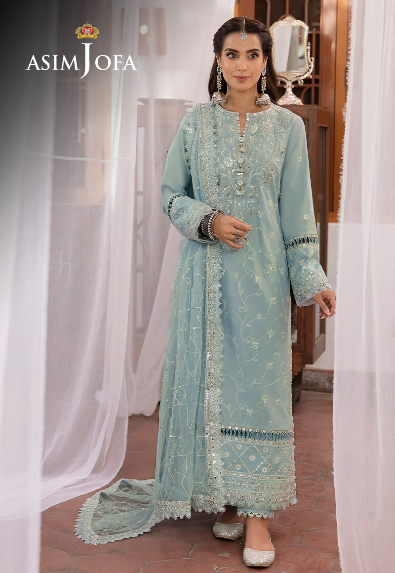 AJSWP-12 STITCHED EMBROIDERED LAWN SILK 3 PCS