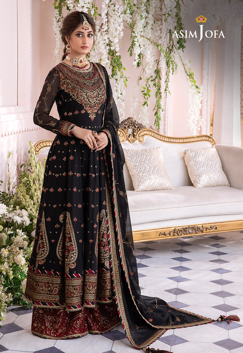 beaded black prom dress title MAAHRU Collection | By Asim Jofa | Coming Soon AJSM 07