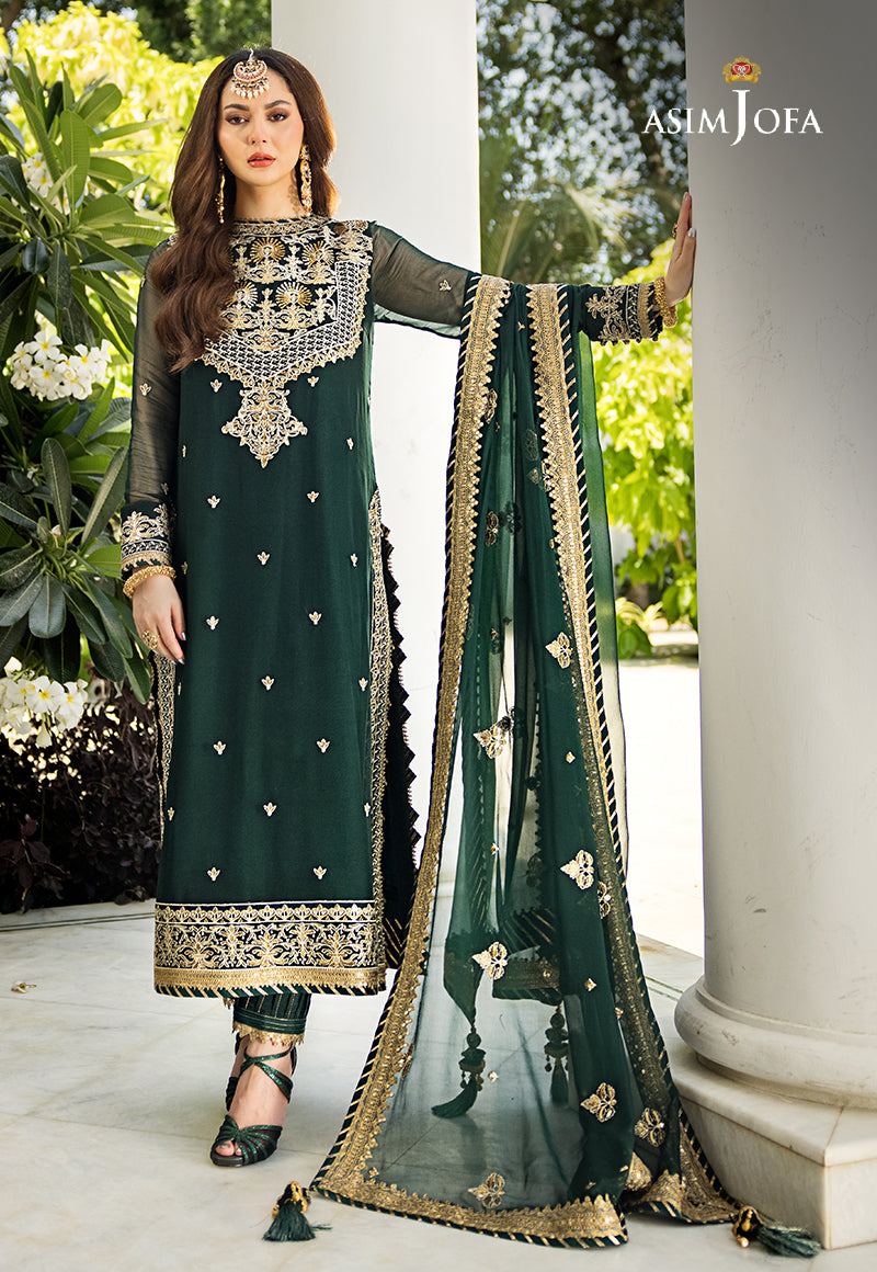 asim jofa green dress Asim Jofa 3 Piece Green Embroidered Fancy Dress
