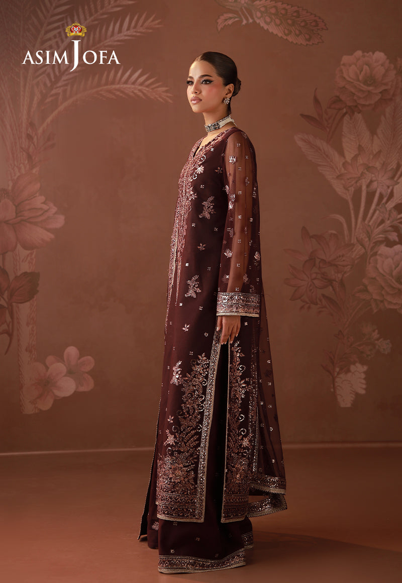 AJULDD-07 Embroidered Poly Net Stitched 3 Pcs