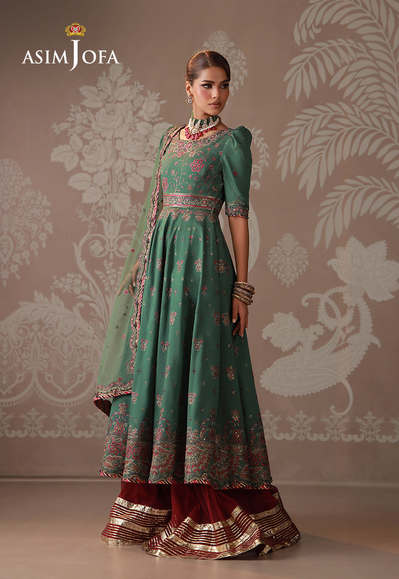 AJULDD-03 Embroidered Cotton Silk Stitched 4 Pcs