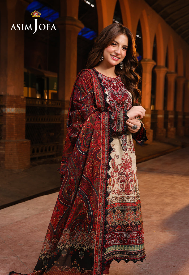 AJUBFD-39 PRINTED EMBROIDERED LAWN STITCHED 3 PCS