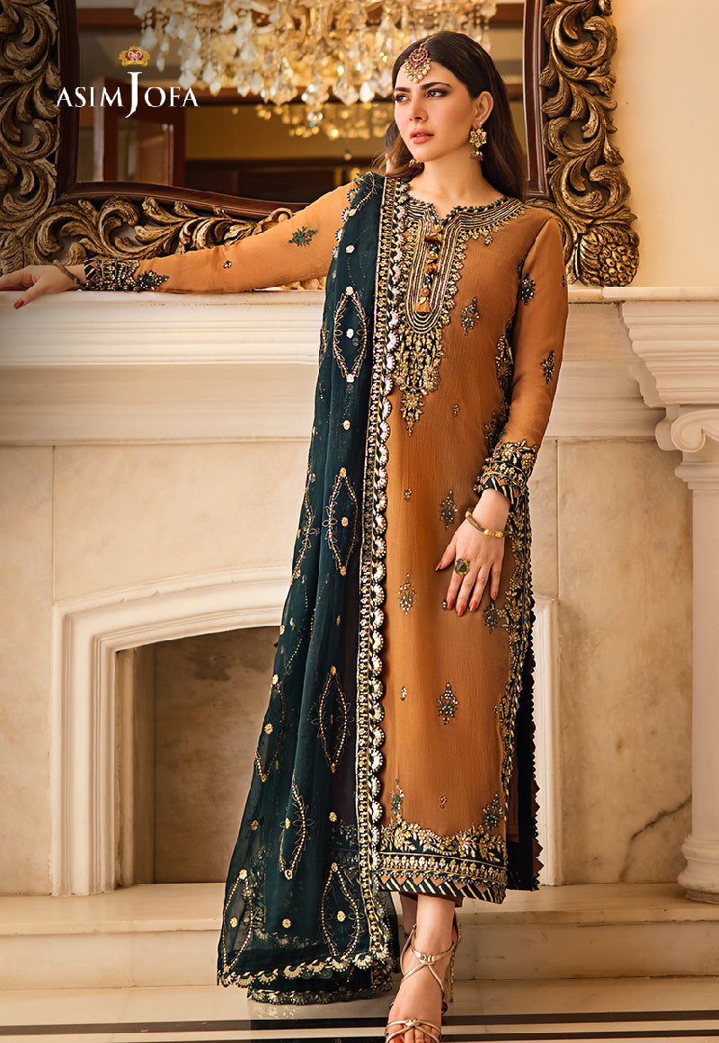 asim jofa dress design AJZS-13 EMBROIDERED RAW SILK 1 PC Asim Jofa