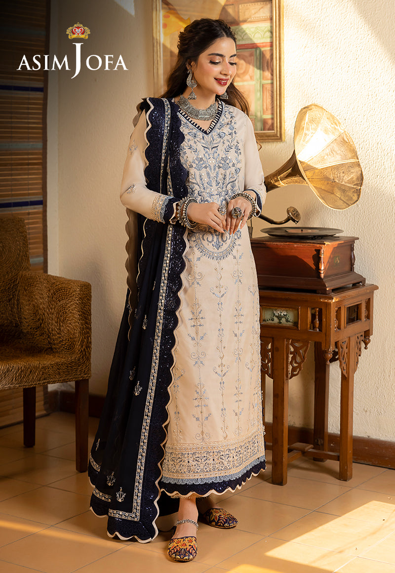 AJSWP-17 EMBROIDERED LAWN SILK STITCHED 3 PCS