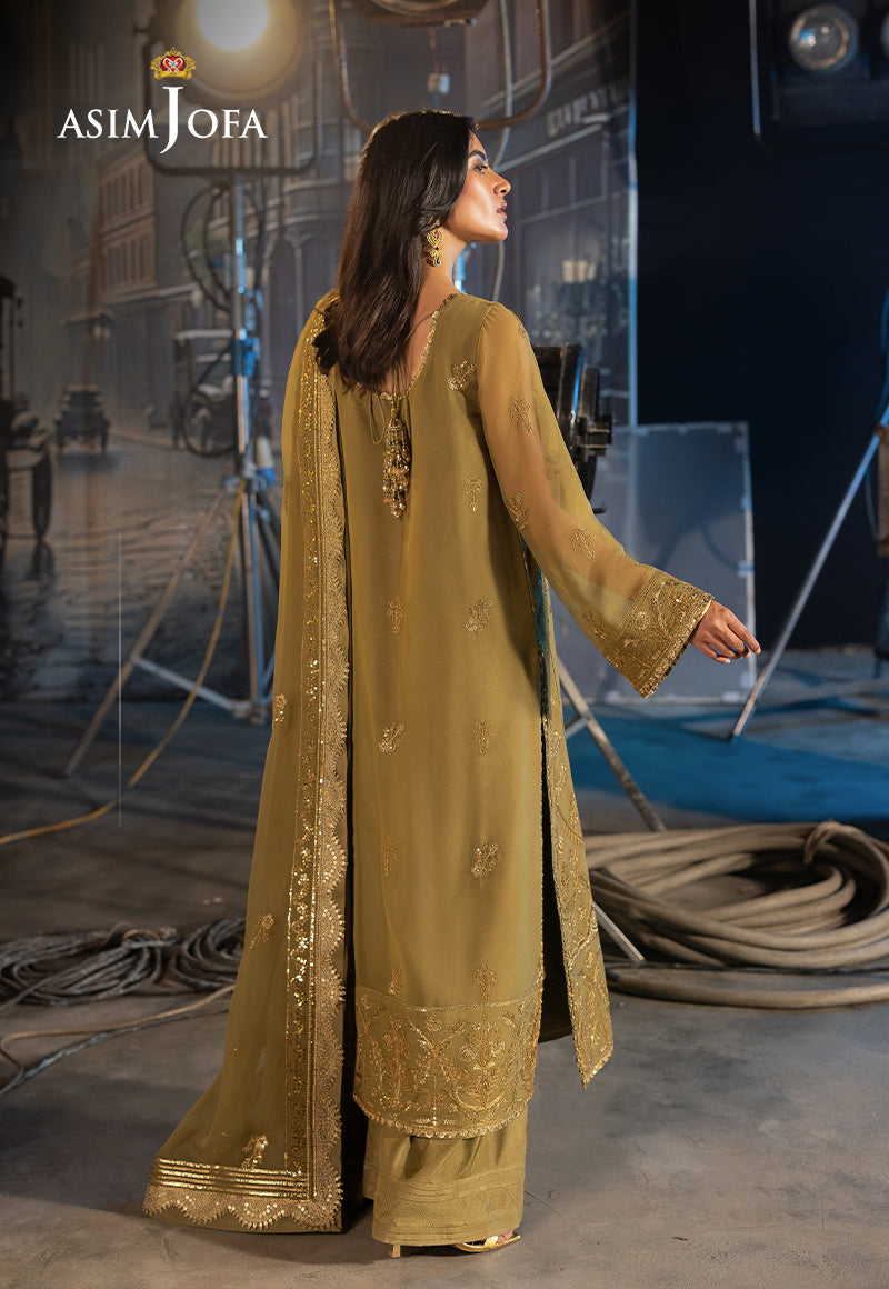 AJLFD-15 EMBROIDERED CHIFFON Stitched 3 PCS