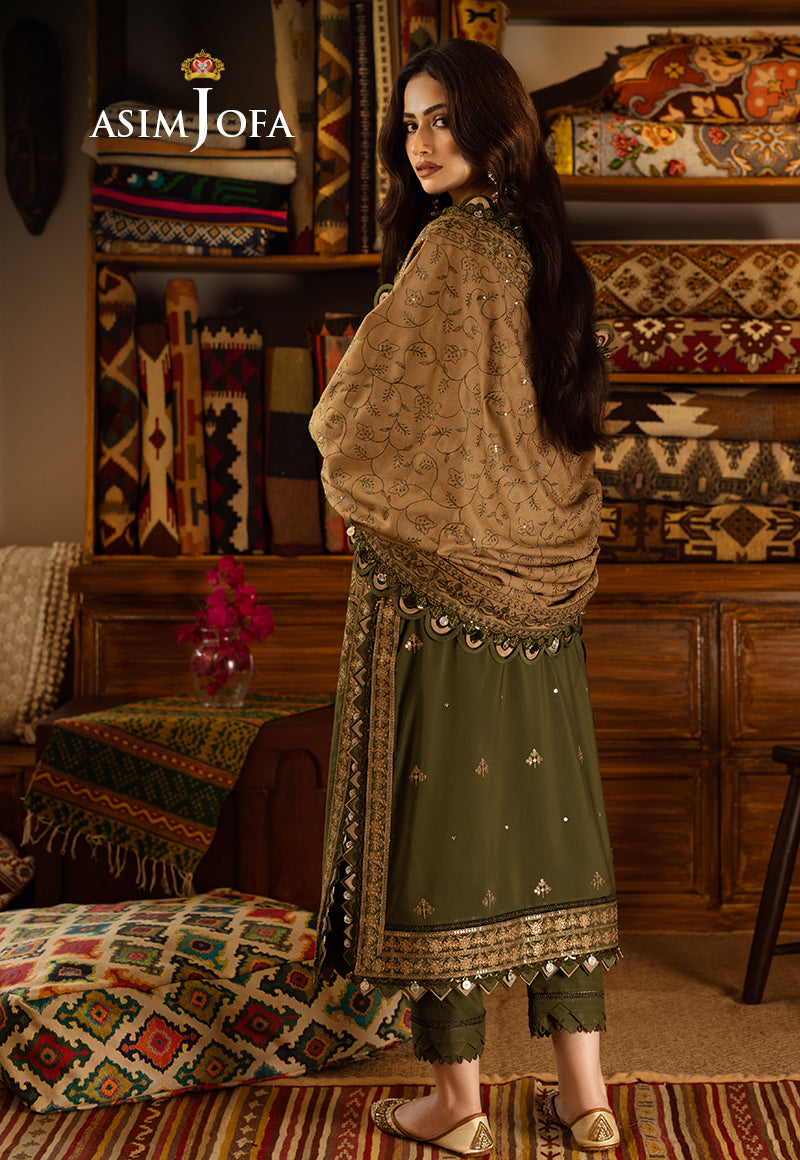 AJKT-07 EMBROIDERED SLUB RAW SILK 3 PCS