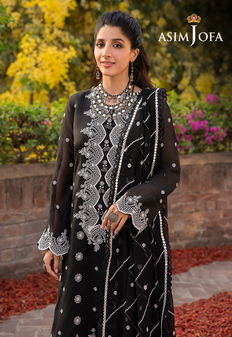 AJSWP-19 STITCHED EMBROIDERED LAWN SILK 3 PCS