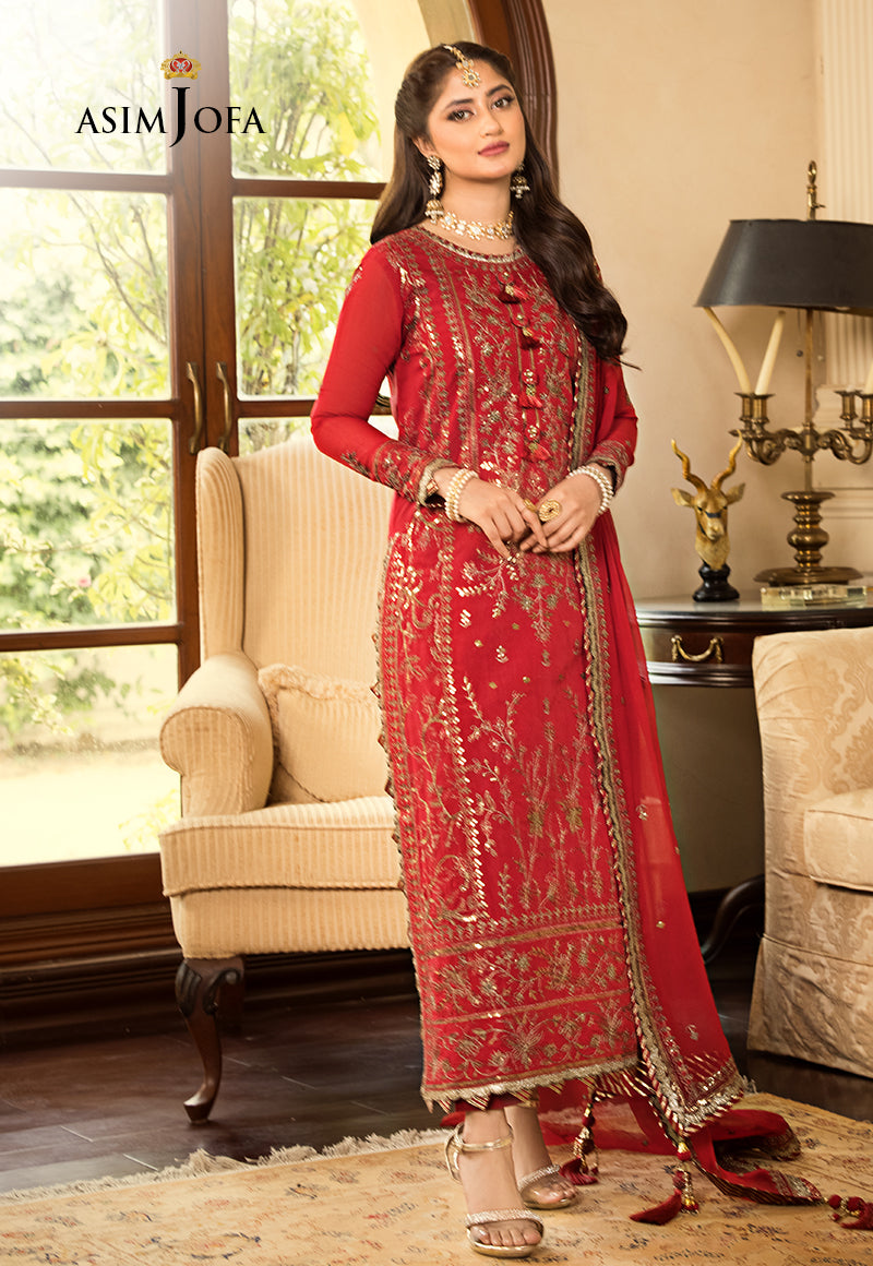 asim jofa red dress Red Embroidered Chiffon Salwar Kameez | Pakistani Wedding Dress
