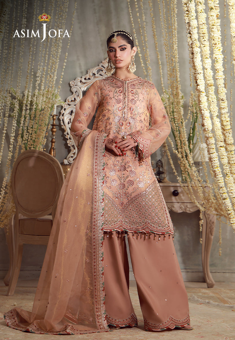 AJULFE-12 Embroidered Zari Check Net Unstitched 3 Pcs