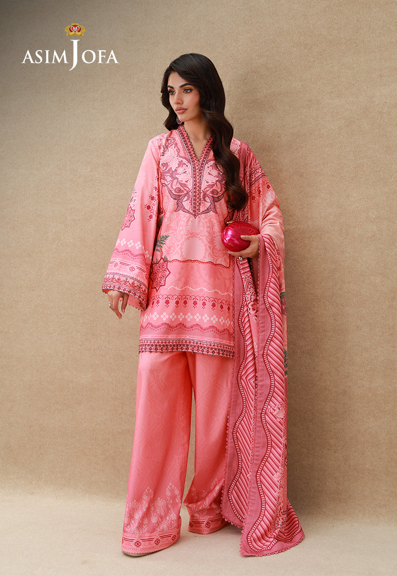 AJULSC-09 Embroidered Crepe Silk Unstitched 3 Pcs