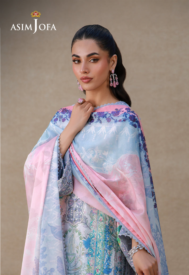 AJULSC-06 Embroidered Charmeuse Silk Unstitched 3 Pcs