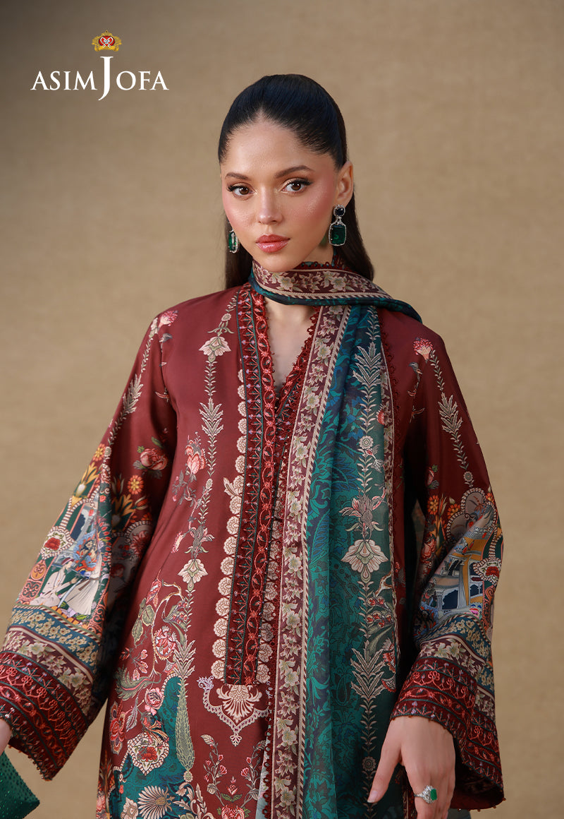 AJULSC-07 Embroidered Raw Silk Unstitched 3 Pcs