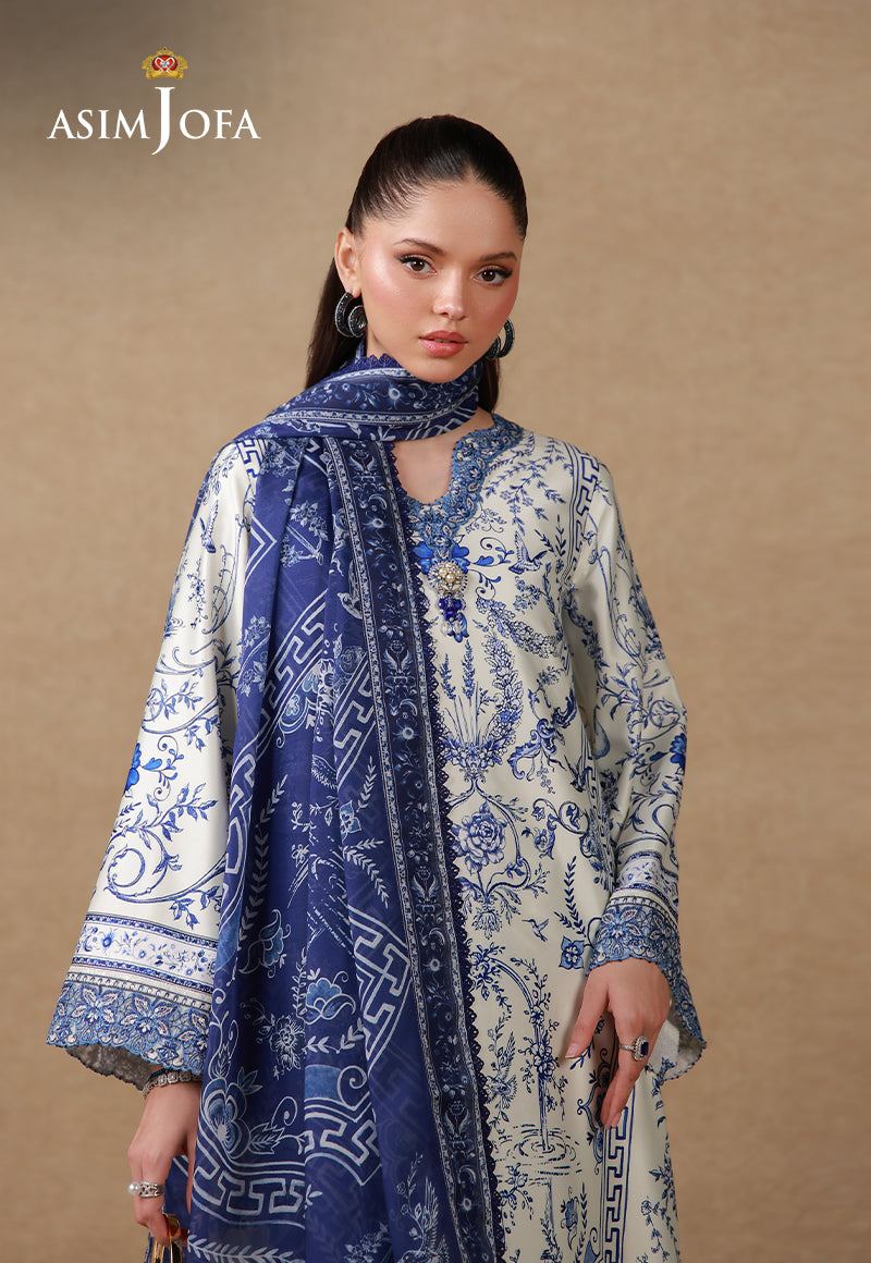 AJULSC-05 Embroidered Charmeuse Silk Unstitched 3 Pcs